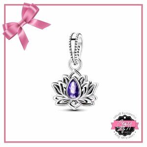 Elegant Silver and Purple Lotus Pendant/Charm